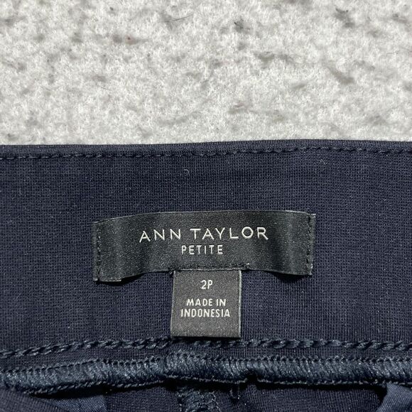 Ann Taylor Petite Women's 2P Side Zip Athletic Navy Blue Leggings Stretch Pants - Picture 4 of 12